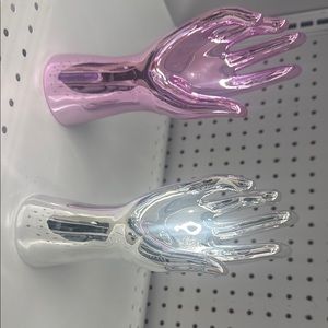 Sleek Pink and Silver Hand Decor Art